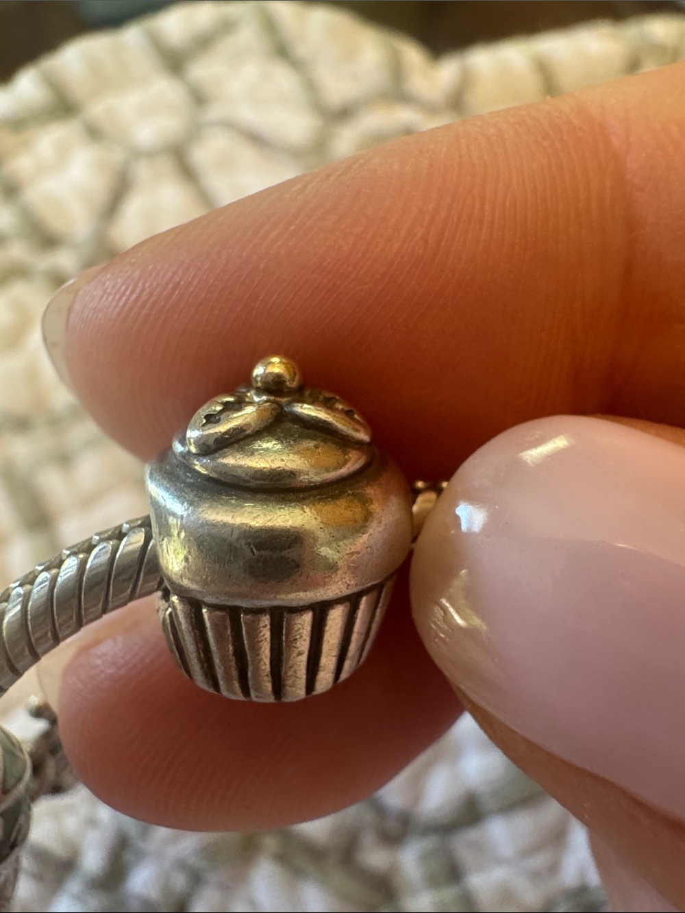 Pandora Sterling Silver & Gold Cupcake Charm